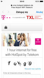 Berlin Tegel free internet wi-fi captcha