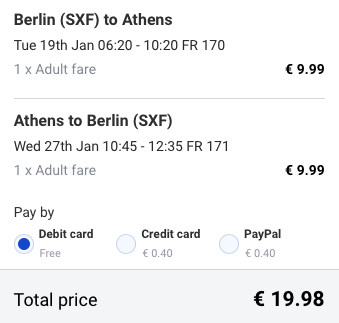 2016-01-19 Berlin SXF Santorini Grecja 172 zl RT Ryanair 1